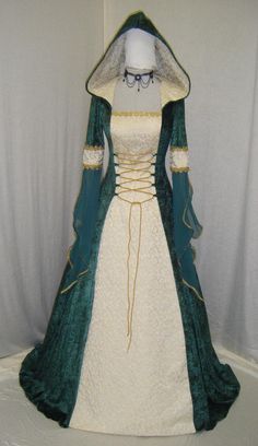 Medieval dress, celtic wedding dress, renaissance wedding dress, elven dress… Celtic Wedding Dress, Celtic Dress, Weddings Dress, Elven Dress, Medieval Gown, Brocade Pattern, Medieval Wedding