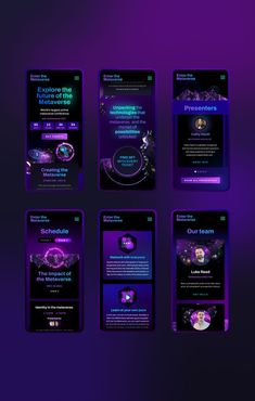 the purple and black website design is displayed