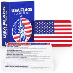 the usa flag and flash cards are next to each other