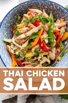 Enjoy a refreshing and light dinner with this chopped Thai-inspired chicken salad! 🥒🍗 Packed with vibrant veggies and a tangy peanut dressing, it’s a healthy and satisfying meal that’s perfect for any evening. #HealthyDinner #ThaiChickenSalad Thai Dressing, Thai Chicken Salad, Peanut Dressing, Spicy Thai, Refreshing Food, Yummy Salad Recipes, Thai Chicken