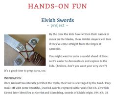 a page describing how to make hand - on swords