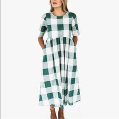 New With Tags! Casual Dresses For Women Summer, Dresses Dark Green, Roolee Dresses, Red Floral Print Dress, Buffalo Plaid Dress, Plaid Dresses, Front Knot Dress, Pink Long Dress, Valentines Lingerie