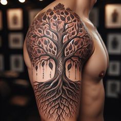 a man with a tree tattoo on his arm