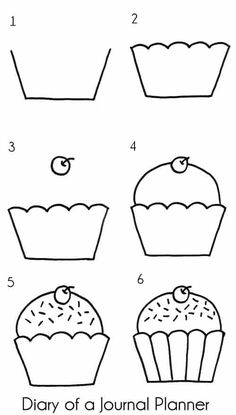 the instructions for how to draw cupcakes