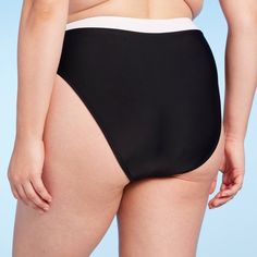 Give a modern update to your swim wardrobe with this High-Waist Cheeky Wide Band Bikini Bottom from Shade & Shore™. This cheeky bikini bottom in a solid color features a flattering high-waist, high-leg silhouette with a wide banded hem at the waist for a chic, contrasting look. The stretchy fabric provides easy movement, and the opaque construction offers full coverage for confident wear. Pair with a coordinating bikini top for endless styling options. Shade & Shore™: Found exclusively at Target Sporty High Waist Tankini For Beach Season, Sporty High Waist Tankini For Pool, Stretch Tankini With Contoured Waistband For Beach Season, High Waist Sports Swimwear With Contoured Waistband, High Waist Micro-elastic Sports Swimwear, Micro-elastic White Brief Swimwear, Sporty High Waist Swimwear For Beach Season, White Fitted Swimwear With Wide Waistband, Sporty High-waist Swimwear For Beach Season