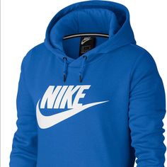 Blue Nike Cropped Hoodie. Never Worn Perfect Condition! Blue Logo Print Sweatshirt For Spring, Blue Long Sleeve Outerwear With Logo Print, Casual Blue Outerwear With Logo Print, Nike Hoodie With Logo Print For Fall, Blue Fleece Tops With Logo Print, Blue Hoodie With Logo Print, Blue Sportswear Sweatshirt For Winter, Blue Sportswear Hoodie For Spring, Blue Logo Print Sweatshirt In Athleisure Style