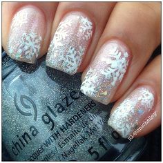 snowflakes by imichelley #nail #nails #nailart Sparkly Nail Polish, Christmas Snowflakes Nails, Tree Nail Art, Holiday Nails Winter, Snowflake Nail Art, Tree Nails, Holiday Nail Designs, Christmas Nails Easy, Cute Christmas Nails