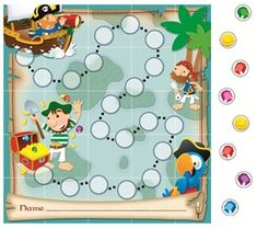 a board game with pirates and parrots on the map for children's learning