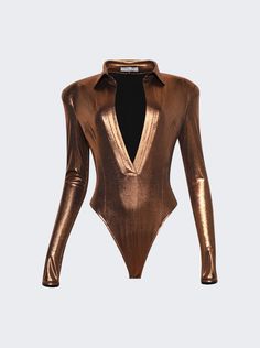 "Find LAQUAN SMITH Shrunken Bodysuit on Editorialist. Fitted bodysuit Spread collar Long sleeves V neckline Button closure Dimensions: Model is 5'9\"/175cm and is wearing a size S Composition: 95% Polyester, 5% Spandex Care: Care according to label" Fitted Bodysuit, Skating Outfit, Ice Skating Outfit, Laquan Smith, S Composition, Care Care, Skating Outfits, Chic Leather, Ice Skating