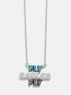 Support your favorite team with the Philadelphia Eagles NFL WEAR by Erin Andrews Necklace. This necklace showcases the iconic football teams slogan, making it the perfect accessory to complete your game day outfit. Show off your team spirit in style! This is an officially licensed NFL product. Blue Team Spirit Jewelry For Game Day, Personalized School Spirit Jewelry For Game Day, School Spirit Personalized Jewelry For Game Day, Sporty Team-colored Jewelry For Game Day, Sporty Jewelry For Game Day, Team Slogans, Erin Andrews, Eagles Nfl, Nfl Philadelphia Eagles