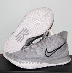 Nike Kyrie 7 Basketball Shoes Excellent pre-owned condition Men's size 4.5 - equivalent to a women's 6 Wolf Grey/White/Black Style #DA7767-006 Kyrie 7, High Top Basketball Shoes, Basketball Shoes For Men, Top Basketball Shoes, Womens Basketball Shoes, Nike Kyrie, Black Style, Shoes Shoes, Basketball Shoes