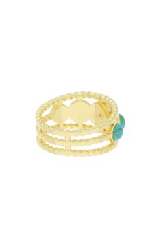 Smooth polished stones bring an ethereal appeal to a pair of slender bands fashioned from 14k gold plate for an enduring shine. 14K gold plated brass/howlite Imported Adjustable Gold Turquoise Gemstone Ring, Elegant Adjustable Gold Turquoise Ring, Adjustable 14k Gold Turquoise Ring, Gold Turquoise Stackable Ring, Stackable Gold Turquoise Ring In 14k Gold, Double Band Ring, Double Band Rings, Keep Jewelry, Band Ring