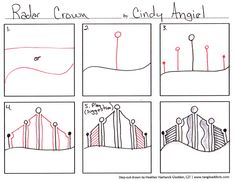 four different stages of how to draw a landscape