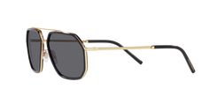 Elevate your style quotient with Dolce&Gabbana DG2285 sunglasses. These pilot-shaped glasses feature a polished gold/black metal frame that exudes elegance and sophistication. The polar grey lenses, treated for solid color, are polarized to reduce glare and enhance visual clarity. Experience the ultimate in luxury and design with these stunning shades. Available with prescription lenses. Modern Gold Shield Sunglasses With Metal Frame, Elegant Gold Shield Sunglasses With Uv Protection, Elegant Gold Aviator Sunglasses With Metal Frame, Elegant Gold Shield Sunglasses With Gradient Lenses, Luxury Gold Polarized Sunglasses, Luxury Gold Shield Sunglasses With Uv Protection, Designer Gold Polarized Sunglasses, Elegant Gold Polarized Aviator Sunglasses, Elegant Gold Aviator Sunglasses With Uva Protection