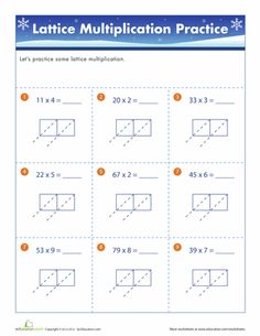 the worksheet for lattice multiplication practice