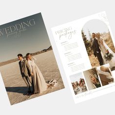 the wedding brochure is designed to look like it has two photos on it