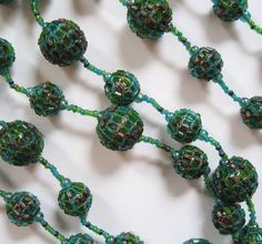 French Woven Seed Bead Necklace 1980's by Elsewind on Etsy, $75.00 Green Large Beads For Party, Green Large Beads Party Necklace, Green Beaded Necklace With Large Round Beads, Green Beaded Necklace With Black Round Beads, Green Beaded Necklaces With Round Beads For Party, Green Beaded Necklace With Large Oval Beads, Vintage Necklaces, Seed Bead Necklace, May 31