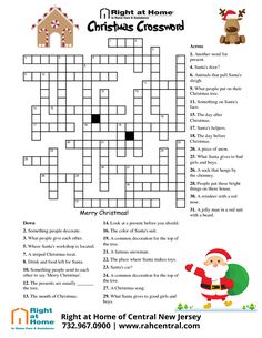 the christmas crossword is shown in this printable