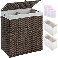 wicker storage bins with lids and liners