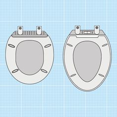 an illustration of a toilet seat with the lid up and side view showing it's buttons