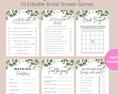 printable bridal shower games with greenery