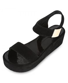 Casual Open Toe Magic Tape Ladies Platform Sandals - Black - 3824524713 - Shoes, Women's Shoes, Women's Sandals  #WomensSandals #Shoes # #Women's #Shoes # #Women's #Sandals Summer Open Toe Suede Platform Slippers, Summer Suede Open Toe Platform Slippers, Suede Open Toe Wedge Sandals For Party, Black Suede Wedge Heel Sandals, Beach Suede Platform Footbed Sandals, Summer Suede Platform Footbed Sandals, Suede Platform Footbed Sandals For Spring, Black Suede Platform Sandals, Spring Suede Platform Footbed Sandals