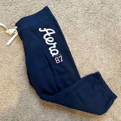 Never Worn. Excellent Condition, Size Large Casual Blue Sweatpants With Letter Print, Casual Blue Letter Print Sweatpants, Aeropostale Sets, Aeropostale Sweatpants, Cropped Sweatpants, Aeropostale Pants, Simple Trendy Outfits, Winter Clothes, Cute Fits