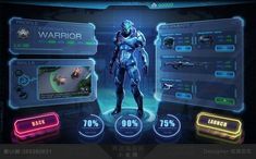 an image of a game screen showing the character and abilities for warrior, which is