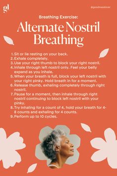 Did you know that doing 10 deep breaths every hour of the day reduces the impact of stress by up to 40% on your body?    A few deep, diaphragmatic breaths a few times a day can be enormously healing as they activate the vagus nerve, which slows the heart rate, lowers blood pressure, and decreases inflammation, allowing your whole body to relax.    You can also use many specific structured breathing exercises to reduce stress, increase well-being, and soothe your nervous system.   #goodnesslover Diaphragmatic Breathing Exercises, Activate Vagus Nerve, Nostril Breathing, The Vagus Nerve, Alternate Nostril Breathing, Body Tips, Probiotic Benefits, Deep Breaths, Health Hacks