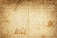 an old map with ships on it and lines drawn across the top, in sepia