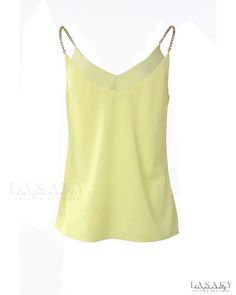 Lasaky - Camisole with V-neck and chain straps Chic Evening Tank Top With Straps, Chic Gold Camisole Tank Top, Evening Tops With Delicate Straps And V-neck, Evening V-neck Top With Delicate Straps, Delicate Straps V-neck Evening Top, Summer Evening Tank Top With Straps, Spring Evening Tank Top With Straps, Chic Gold Spaghetti Strap Top, V-neck Camisole With Delicate Straps For Party