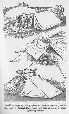 an image of two tents with bicycles attached to them