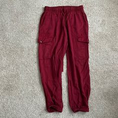 Washed But Never Worn Casual Burgundy Bottoms With Pockets, Casual Burgundy Pants With Pockets, Cargo Joggers, Track Pants, Pant Jumpsuit, Pants For Women, Track, Pants, Red