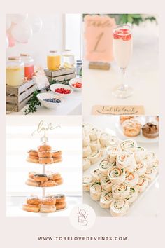 a collage of different desserts and pastries with the words love on them