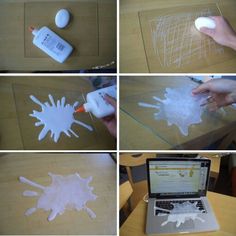 the process of making paper snowflakes is being performed on a laptop computer screen