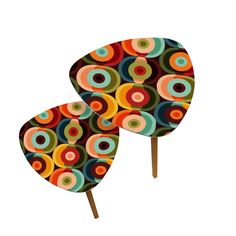 Kate McEnroe New York Retro Groovy Orbs Nesting Tables Retro Coffee Table, Geometric Furniture, Abstract Pop Art, Mid Century Modern Coffee Table, Snack Table, Retro Groovy, 2024 Christmas, Large Table, Small Table