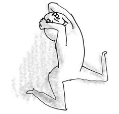 a black and white drawing of a person doing yoga