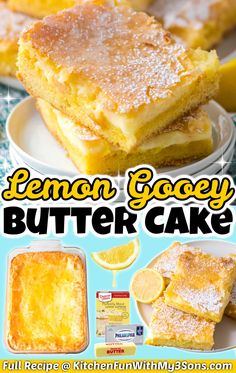 lemon gooey butter cake recipe on a plate