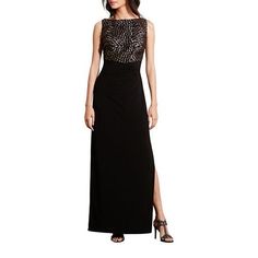 Sleeveless Hidden Back Zipper Full-Length A-Line 95% Polyester/5% Elastane Imported Ralph Lauren Sleeveless Formal Dress, Ralph Lauren V-neck Evening Dress, Ralph Lauren Dresses, Ralph Lauren Womens, Black Party, Lauren Ralph Lauren, Evening Dress, Full Length, Evening Dresses