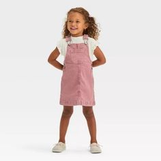 Toddler Girls' Skirtall - Cat & Jack™ Pink 18m : Target Casual Summer School Dresses, Pink Cotton Dress With Pockets, Casual Fitted Pinafore Dress For Spring, Pink Cotton School Dress, Summer Casual School Pinafore Dress, Casual Summer School Pinafore Dress, Casual Summer Pinafore Dress For School, Pink Cotton Dress For School, Casual Sleeveless Cotton Pinafore Dress