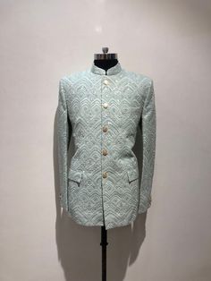 Handmade Thread Embroidered Bandhgala Suit| Jodhpuri blazer for men|indian wedding wear outifts|Mens jodhpuri suit| Mens prince suit Size 30,32,34,36,38,40,42,44,46,48,50,52,54 Colors Customizable Fitted Nehru Jacket With Chikankari Embroidery For Groom, Traditional Blazer For Wedding And Eid, Festive Wedding Blazer With Zari Work, Long Jodhpuri Suits For Men Wedding, Traditional Fitted Blazer For Diwali, Fitted Blazer For Wedding And Diwali, Festive Traditional Blazer With Zari Work, Traditional Resham Embroidered Blazer For Wedding, Traditional Wedding Blazer With Resham Embroidery