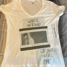 New Taylor Swift Tshirt One Of A Kind ! “Who’s Afraid Of Little Old Me , You Should Be.” 2xl Pre Shrunk Super Soft Taylor Swift Tshirt, Pink Floyd Graphic, Distressed Tee, Compression Pants, Workout Tshirts, Black White Fashion, Henley Shirts, Crew Neck Tee, Graphic Tees Women