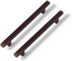 two brown wooden handles on a white background