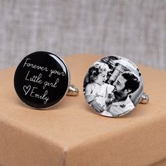 Give the gift worth giving with this custom Photo Cufflinks!  Personalized with photo cufflinks, you can give them to the groomsmen, the best man, the father of the bride, the father of the groom, or for your boyfriend. A custom anniversary gift for your husband, or for your favorite person. Our personalized portrait cufflinks are made from a real photo you provided! It surely a way to show your love and keep the memories alive forever!  Product ordering process. 1. Choose if you like to have pe Personalized Cufflinks Wedding, Engagement Gifts For Him, Groomsmen Cufflinks, Handmade Cufflinks, Initial Cufflinks, Wedding Cuff Links, Wedding Cuff, Custom Cufflinks, Personalized Cufflinks