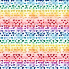 colorful hearts are arranged on a multicolored background