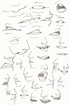 a drawing of different faces and mouths