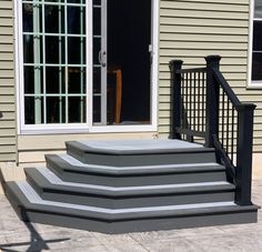 a set of stairs leading up to a door