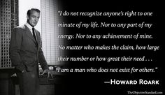 a man in a suit and tie standing next to a window with the words howard roak on it