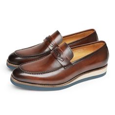 Elevate your formal attire with our Distinguished Leather Exotic Business Wedding Slip-On Loafers. Crafted with genuine leather, these loafers exude sophistication and class. Upgrade your shoe collection with these exquisite leather loafers that effortlessly combine style and comfort. Shop now and step into elegance. Brown Slip-on Tassel Loafers For Formal Occasions, Brown Wedding Loafers With Round Toe, Elegant Brown Moc Toe Moccasins, Brown Round Toe Loafers For Wedding, Elegant Brown Moccasins With Moc Toe, Leather Loafers For Wedding With Plain Toe, Leather Plain Toe Loafers For Wedding, Classic Brown Wedding Loafers, Classic Brown Loafers For Wedding