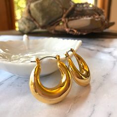 ⭐ Super Chunky Gold Hoop Earrings l Thick Gold Hoops l Wide Hoop Earrings l Medium Chunky Hoops l Large Gold Hoop Lightweight  ⭐ MEASURE & WEIGHT * Circle Earrings: Outer diameter 25mm * Oval Earrings: Length 30mm, Width 25mm * Super lightweight hollow design  ⭐ MATERIAL & QUALITY: Gold/Silver Plated on Brass ✅Hypoallergenic ✅Water Resistant ✅Tarnish Resistant  * We offer superior quality jewelry, ten times thicker than standard gold/silver-plated pieces, designed to last for years with care. * Gold Jwellary Aesthetic, Acssesories Aesthetic, Slytherin Party, Matte Black Jewelry, Chunky Gold Earrings, Thick Gold Hoop Earrings, Blush Jewelry, Thick Gold Hoops, Chunky Gold Hoop Earrings